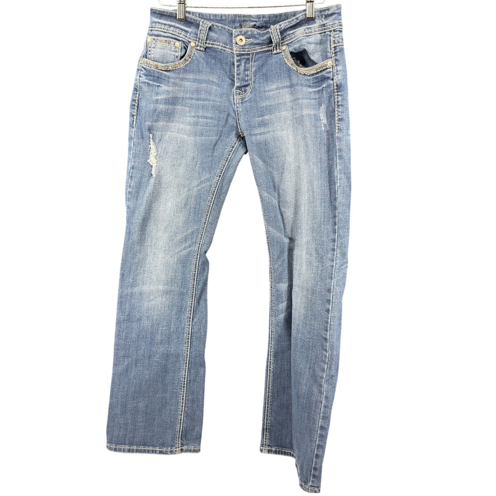 Stetson Hollywood Bootcut Jeans Womens 14 Reg Blue Cotton Stretch Embellished